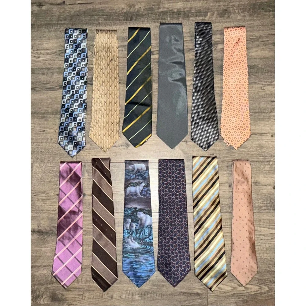12pc Mens Assorted Business‎ Neckties Pre Worn Collection Lot Various Materials